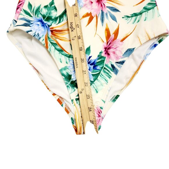 Tropical Floral One-Piece Swimsuit  Adjustable Straps By Shade  Shore Size S - Picture 5 of 10